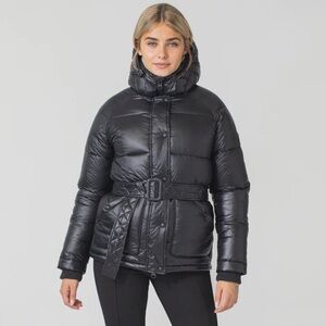 Toboggan Canada Mia Puffer Belted Coat with Removable Hood Black